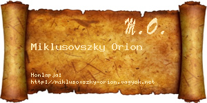 Miklusovszky Orion névjegykártya